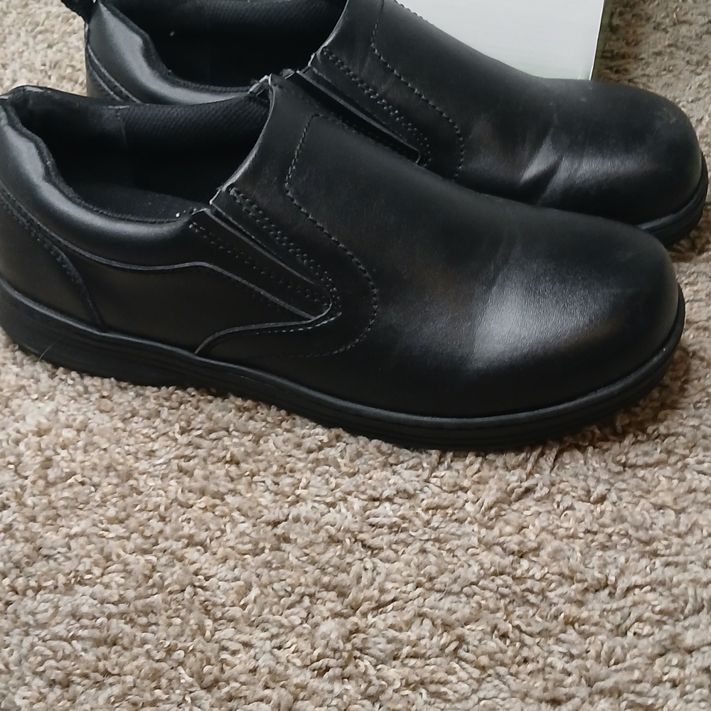 Black Leather Slip Resistant Slip-On Loafers for Men